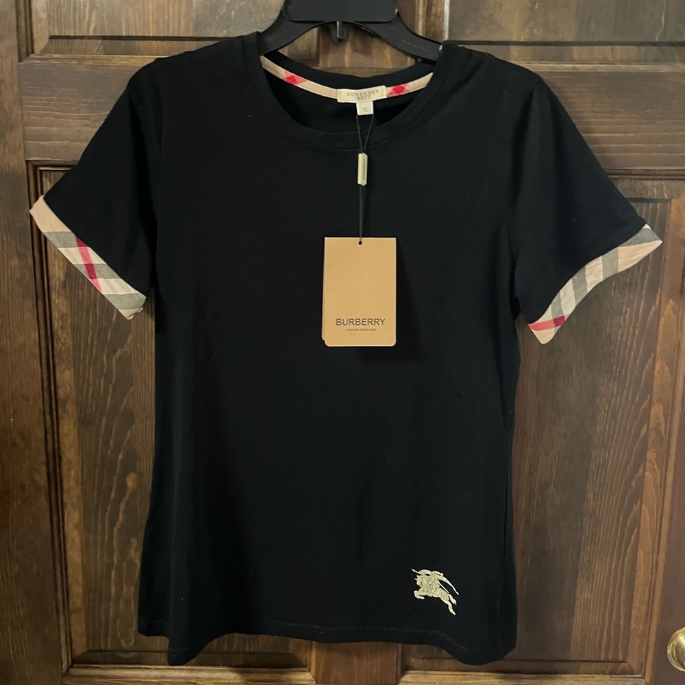 Burberry Brit NWT Check Cuff Black XL T-shirt with Logo